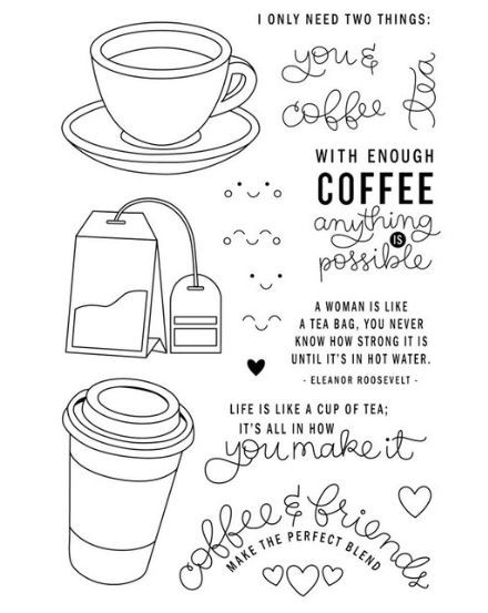 סט חותמות סיליקון- All i need is coffee and tea